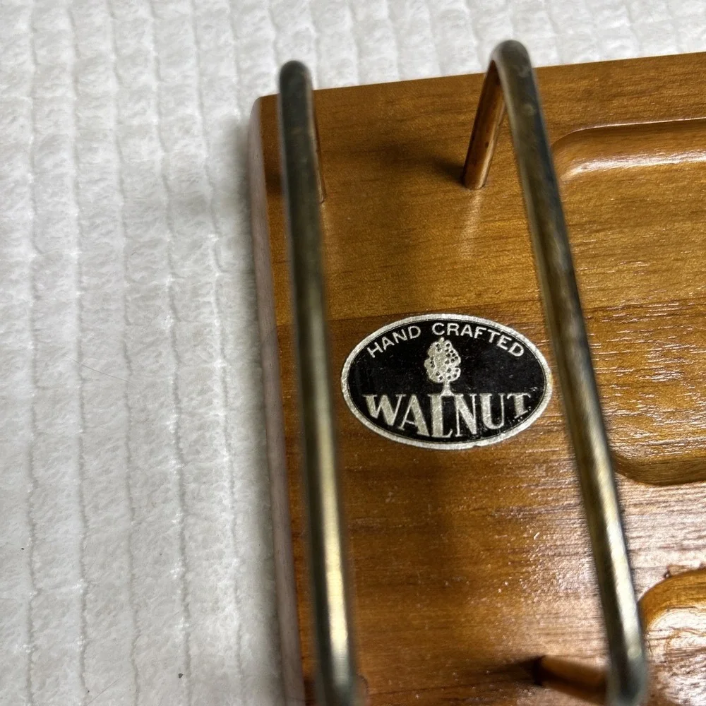 Vintage Hand Crafted Walnut Wooden Dresser Valet Desk Organizer 10
